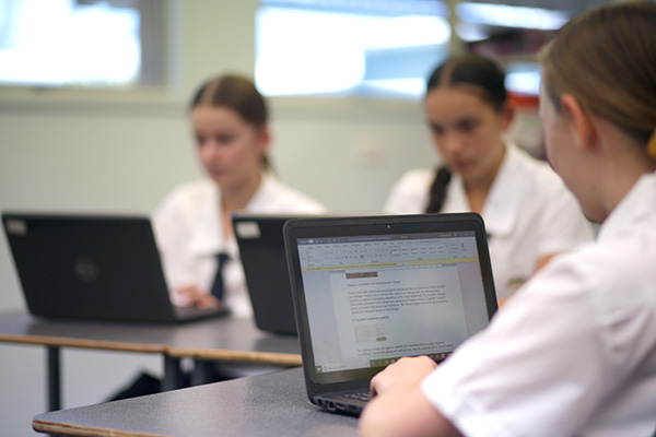 students working on laptops